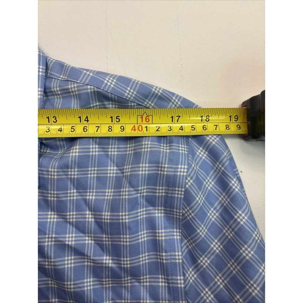 NWT Banana Republic Long Sleeve Button Up Shirt Men's Large Plaid Blue Cotton‎